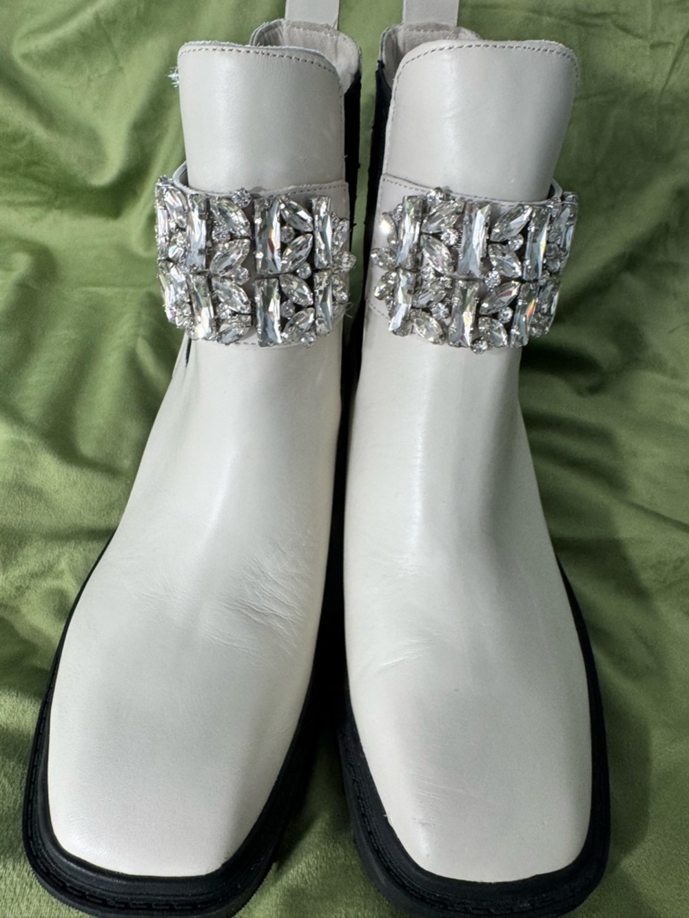Karl Lagerfeld White Jeweled Ankle Boots